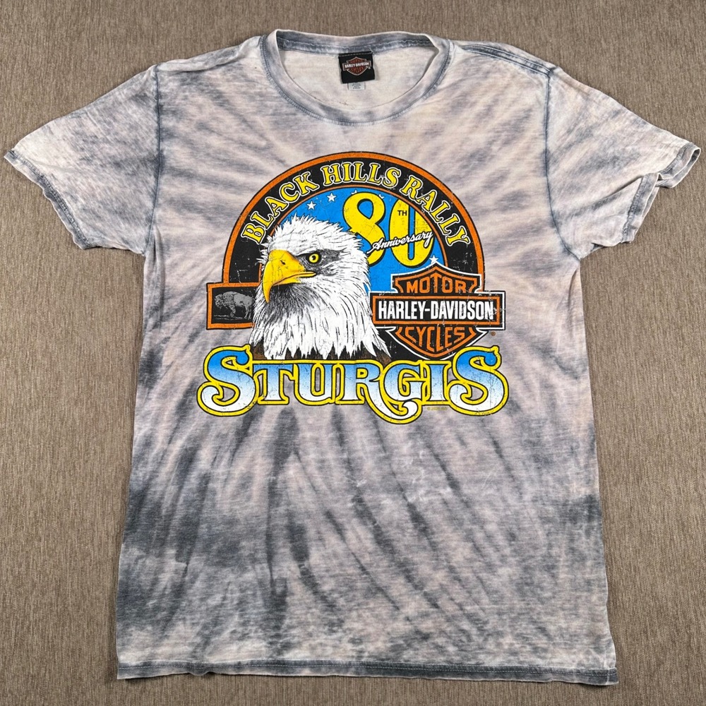 Harley-Davidson Sturgis 80th Anniversary Tie Dye T-Shirt Mens Medium Grey 2020
